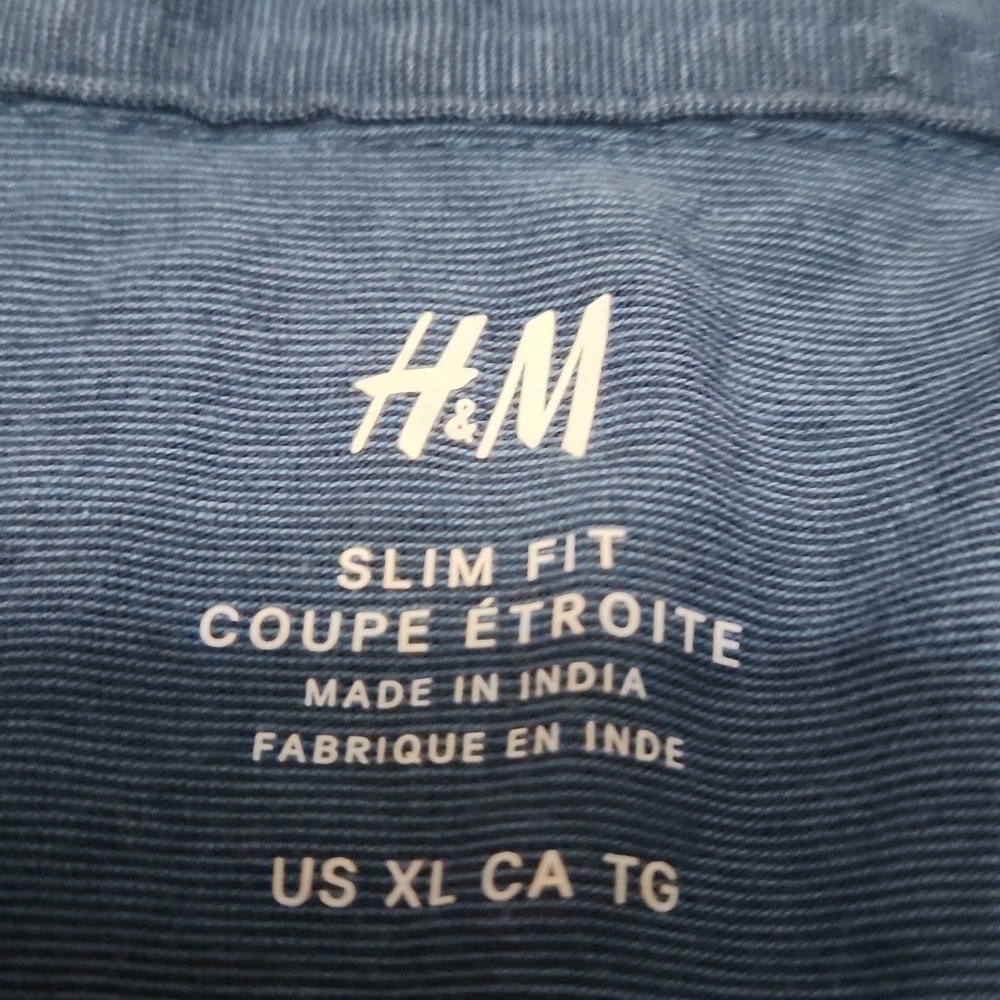 H & M Slim Fit Coupe Etroite Polo Blue Size XL - Picture 4 of 4